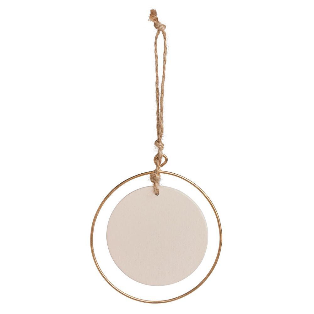 Suspension anneau doré avec cercle blanc 8xH17cm