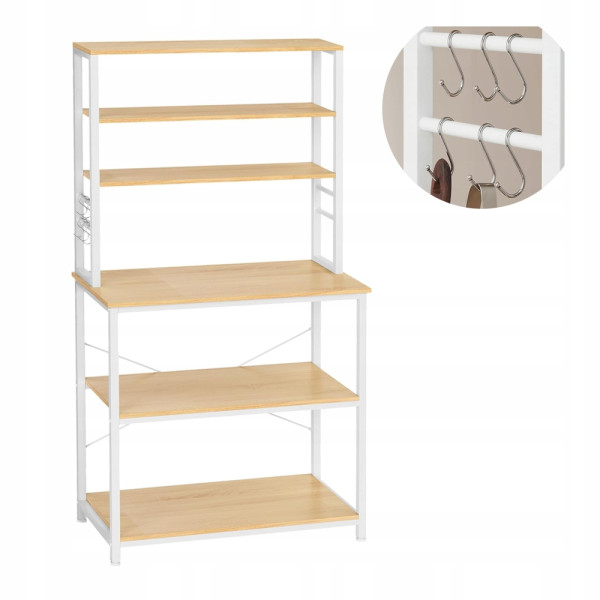 Szafka kuchenna regał 40x80x167 wyspa 6 półek biała haczyki