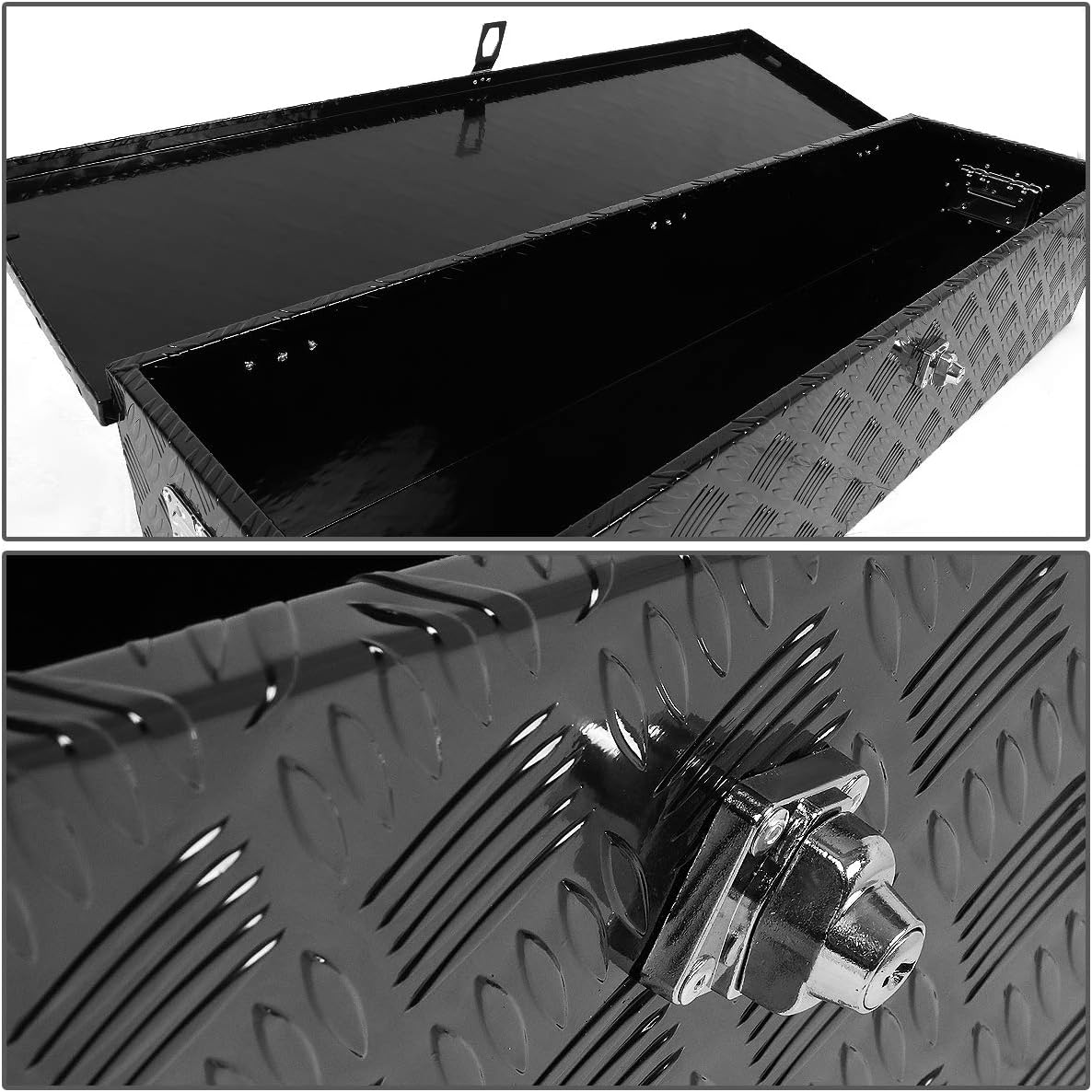 Auto Dynasty 30 x 13 x 10 Inches Aluminum Pickup Truck Bed Trailer Key Lock Storage Tool Box (Black)