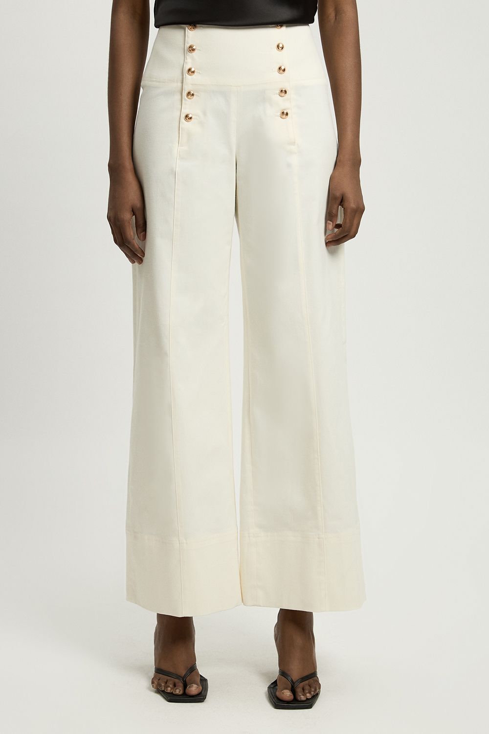 KarenMillen Petite Cotton Tailored Button Detail Trousers