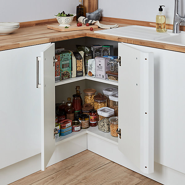 Caisson bas d'angle de cuisine GoodHome Caraway Blanc H. 72 cm x l. 93 cm