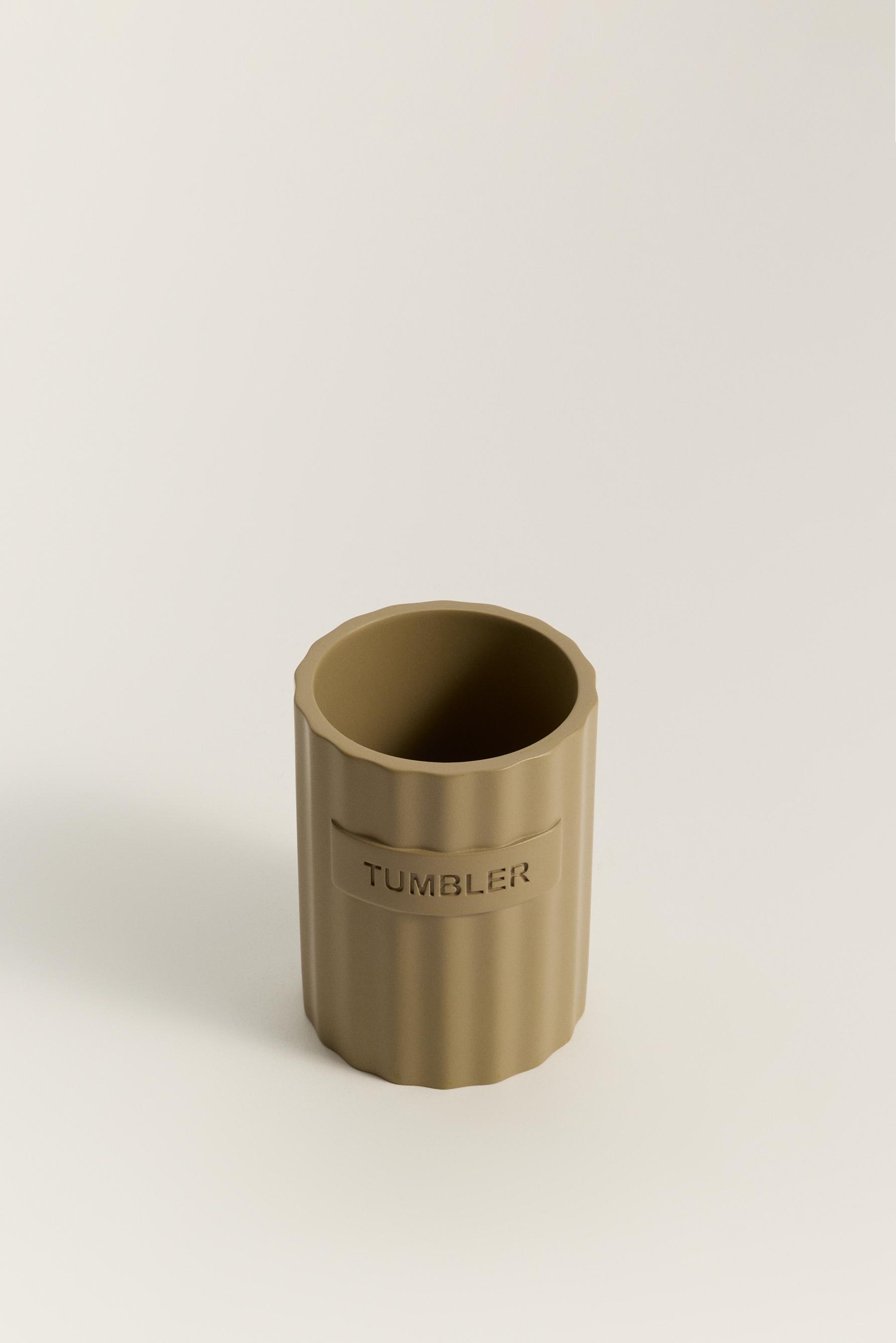 Vaso cepillo resina rayada 11 x Ø8 cm