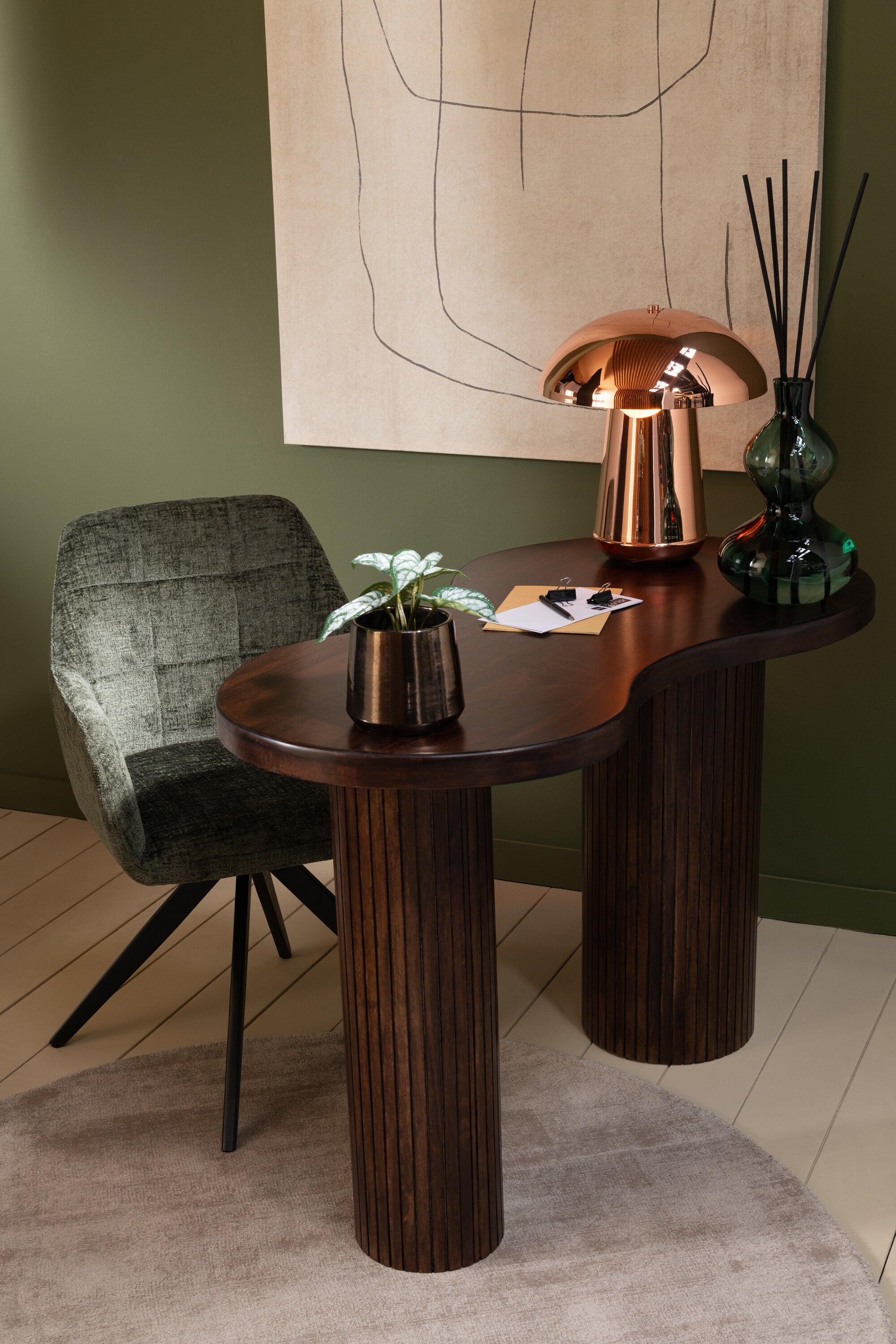 J-Line geurstokjes Cedar Breeze - glas - donkergroen - small