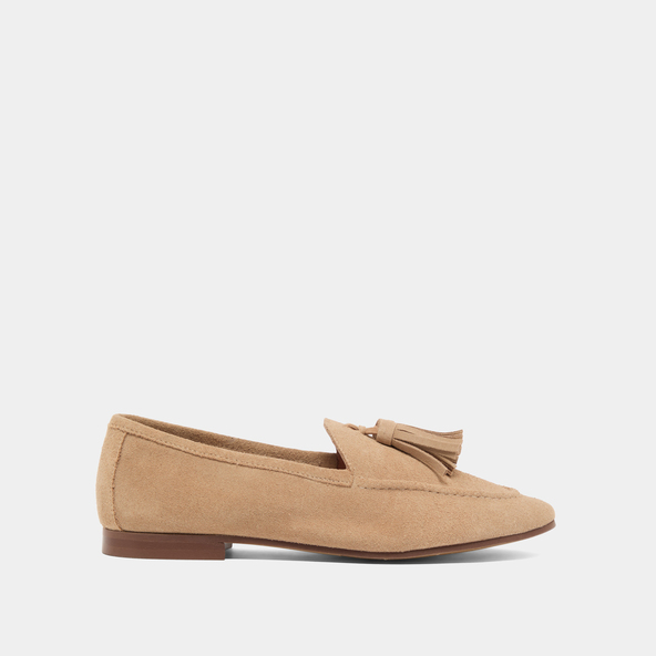 Mocassins à glandsen croute beige | DATUS