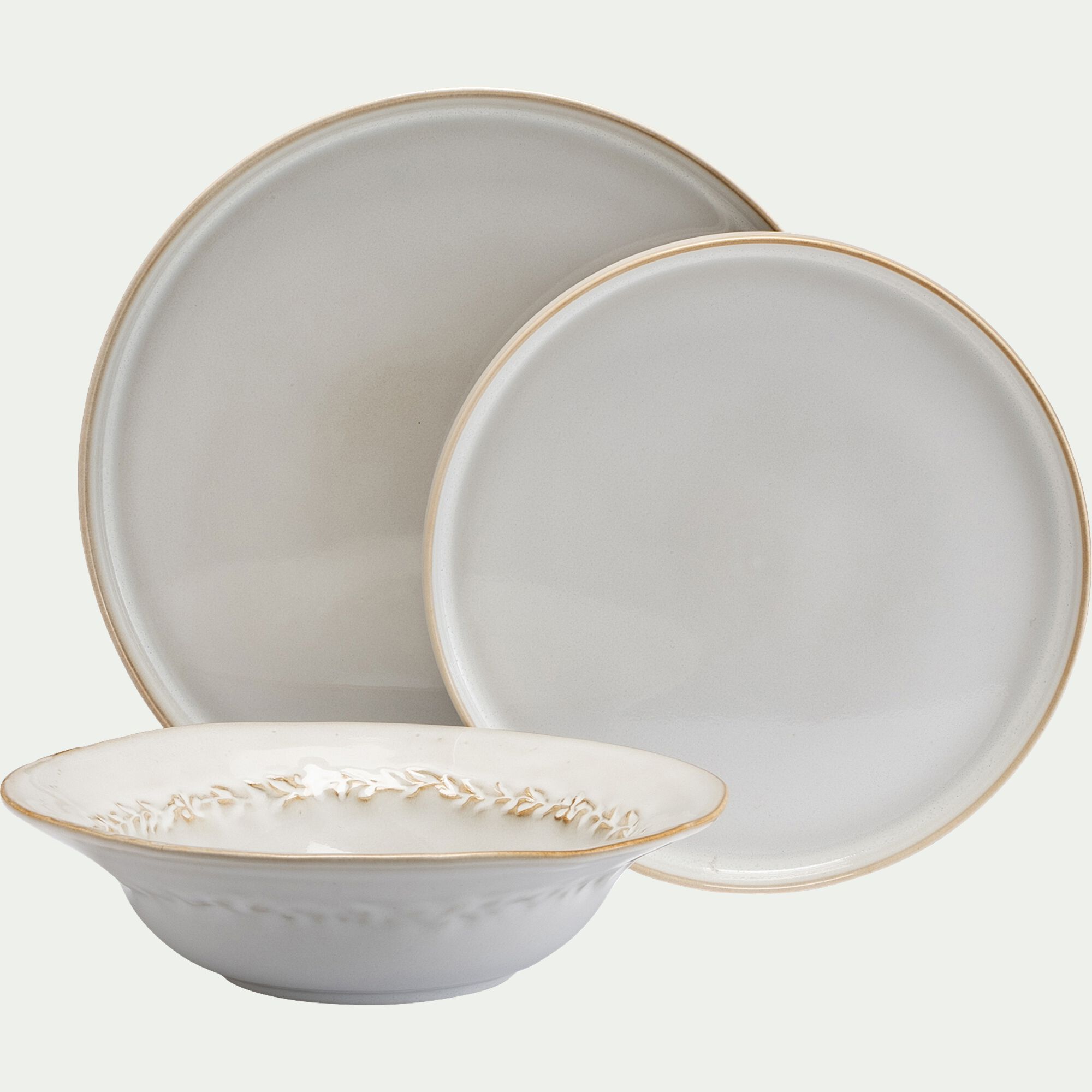 ALBA - Assiette creuse en grès D22,5cm - beige alpilles