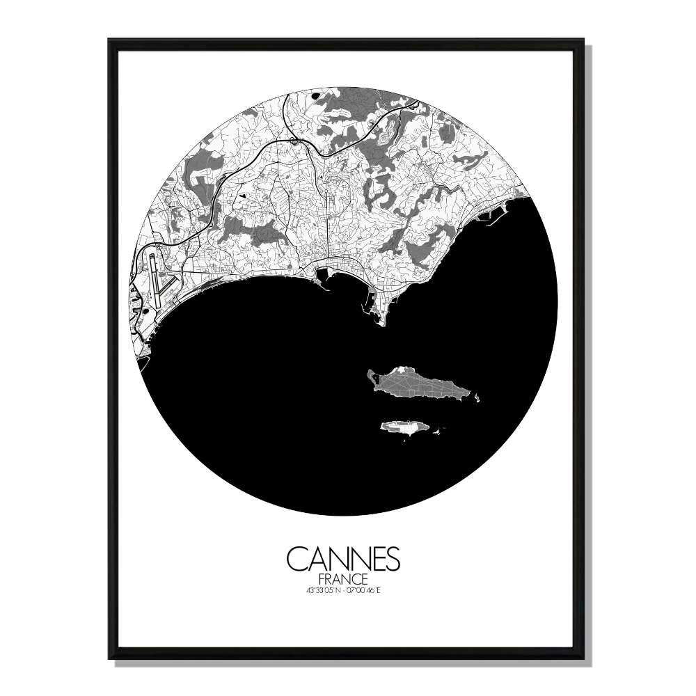 - Affiche Cannes Carte ronde 40x50