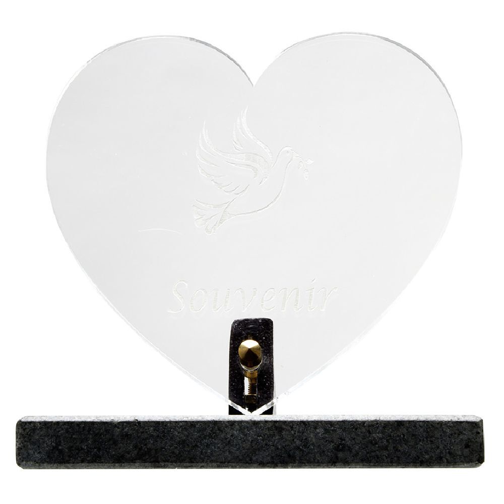 Plaque funéraire coeur transparent