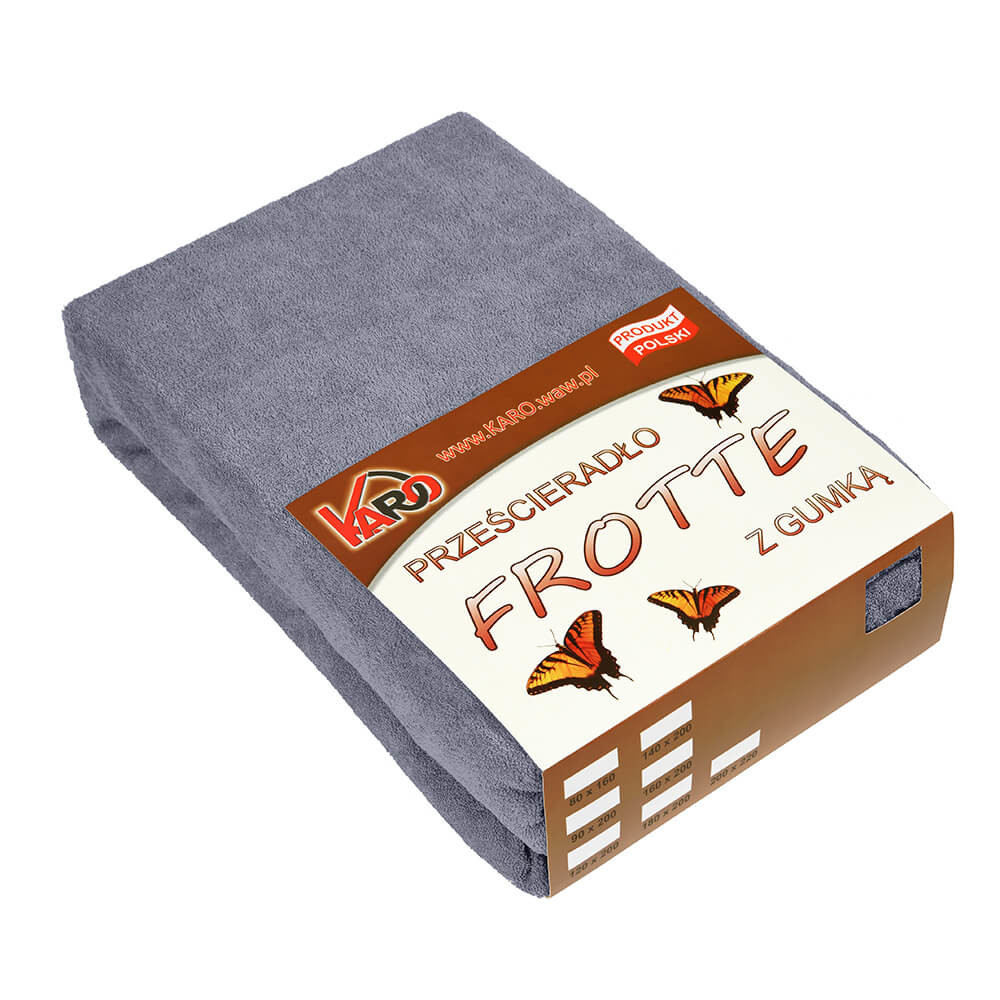 Prześcieradło frotte z gumką 200x220 grafitowe 070 KARO