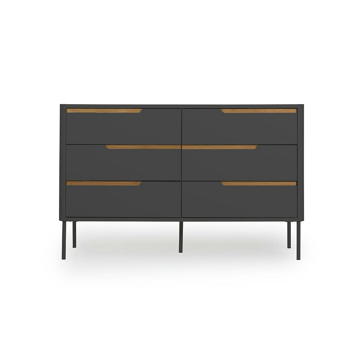 PATIPATI - Commode contemporaine 6 tiroirs gris