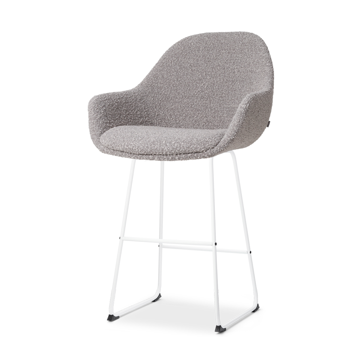 Nolon Nino-Mae Barkruk Bouclé Taupe - met Armleuning - Wit - 65 cm
