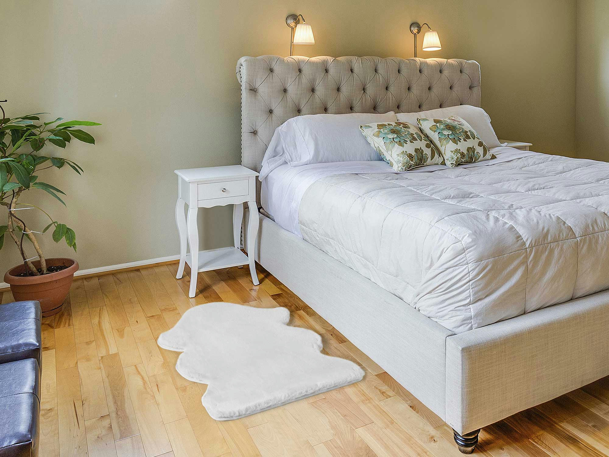 FOX - Tapis lavable extra doux blanc, 60X90 cm