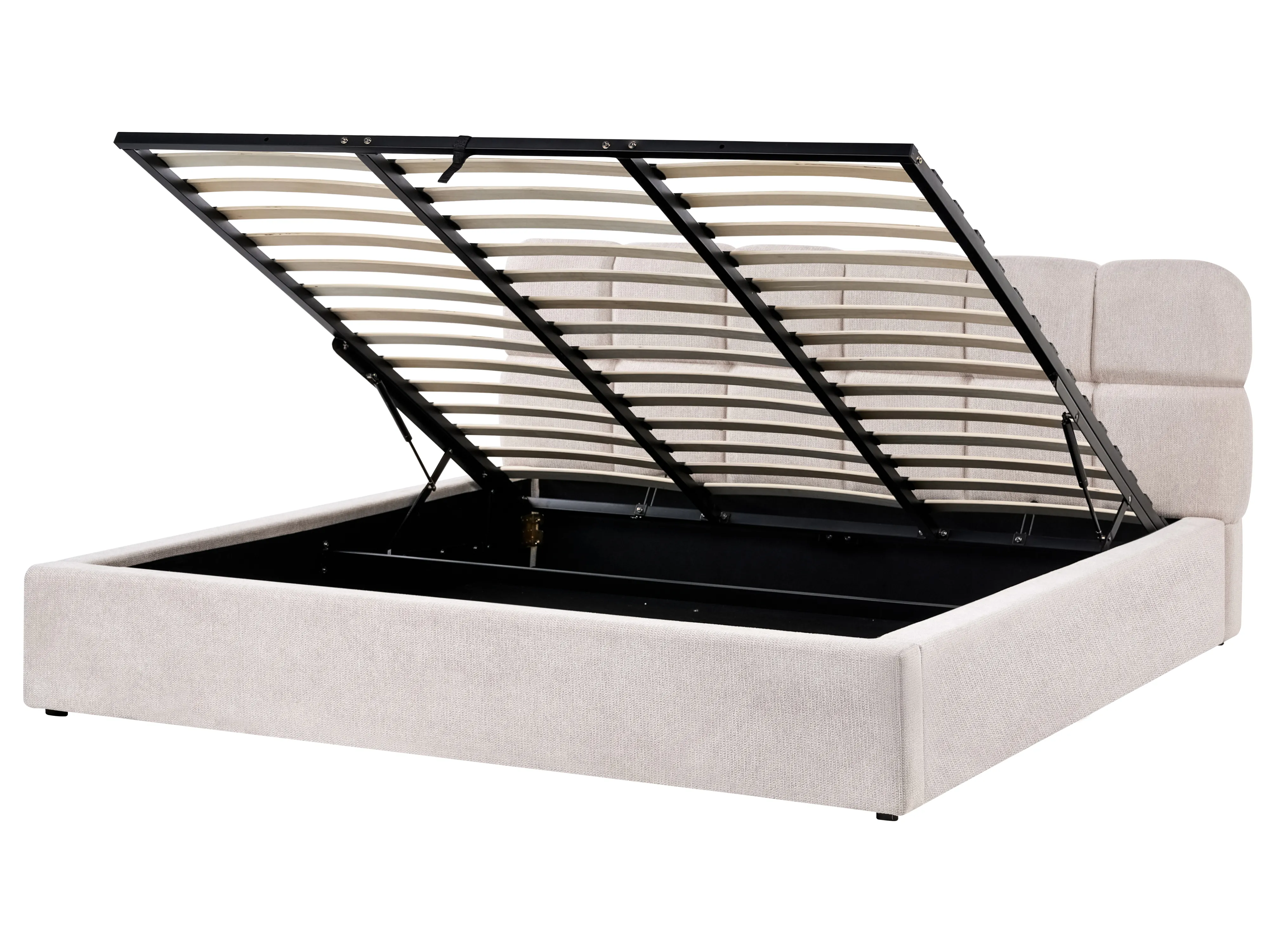 Ottoman Bed Fabric BASTON 180 x 200 cm (EU Super King) Light Beige