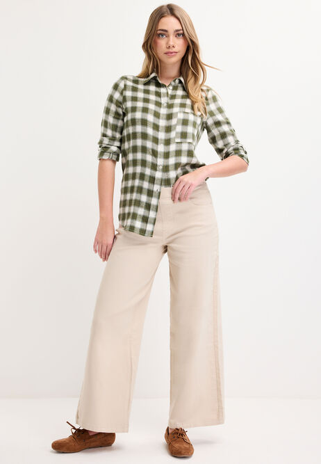 Womens Cream Elasticated Waist Wide Leg Kate Jeans