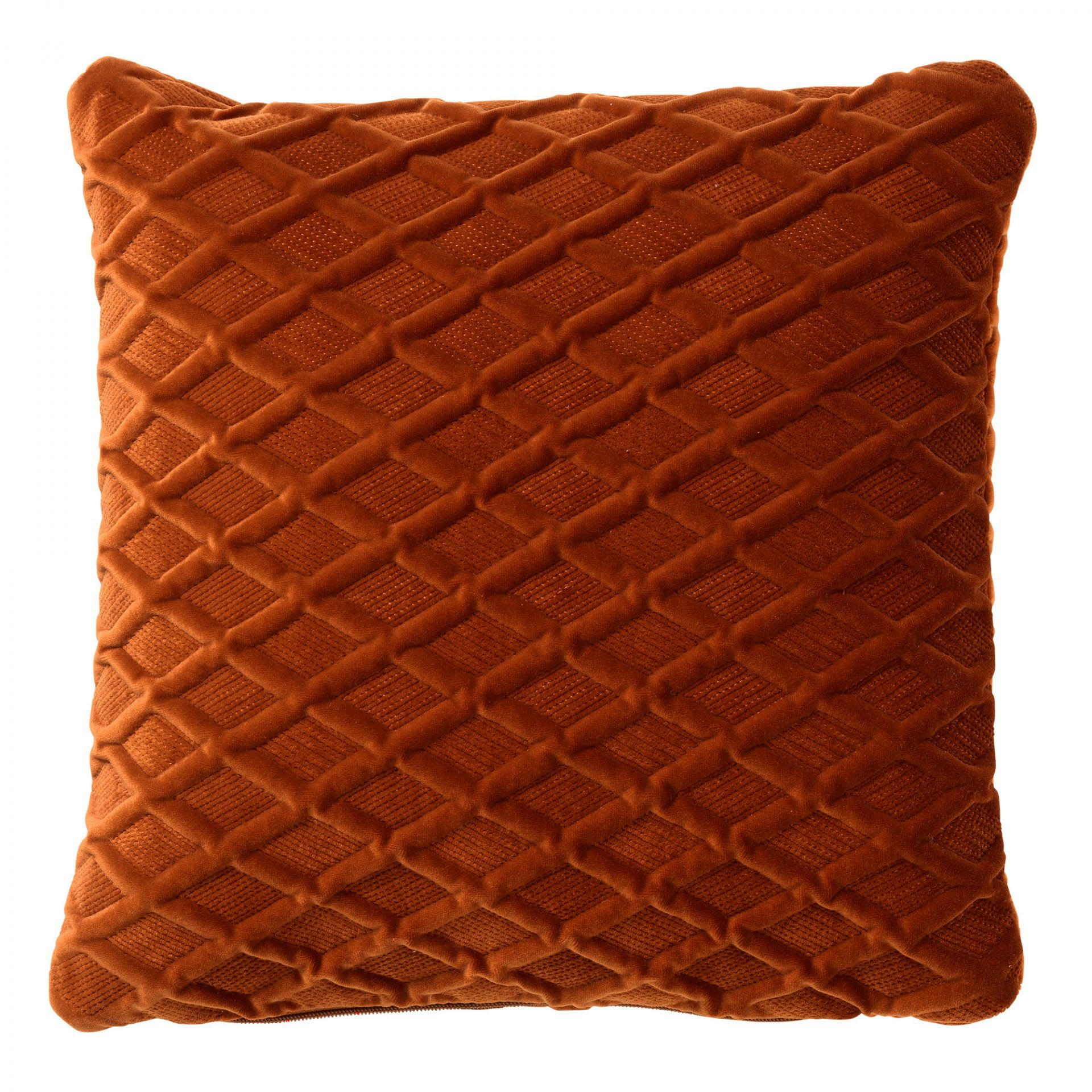 - Coussin orange en velours 45x45 cm avec motif