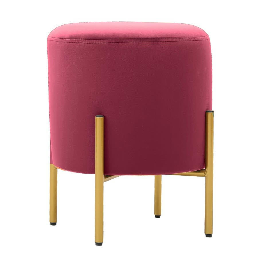 VELVET - Pouf design en velours amarante et pieds en laiton