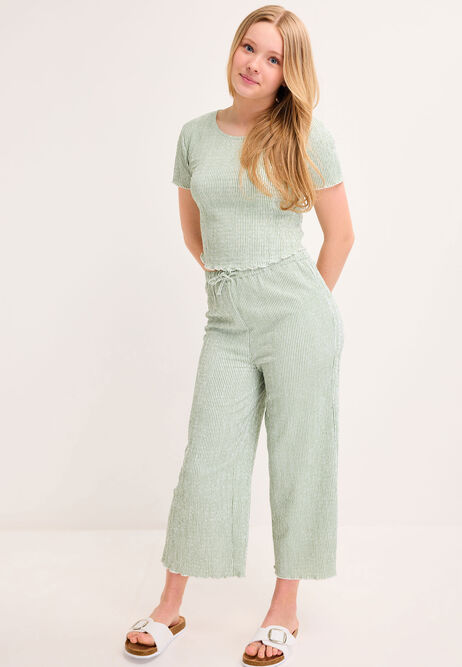Older Girls Mint Stripe Culotte Trousers