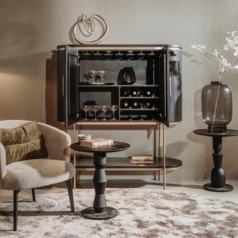 Tower living Rivello barkast 2 deurs zwart 135x45x150cm