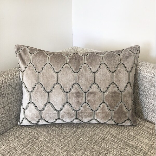 Rodeo Home Alaya Luxury Cut Velvet Rectangular Lumbar Pillow