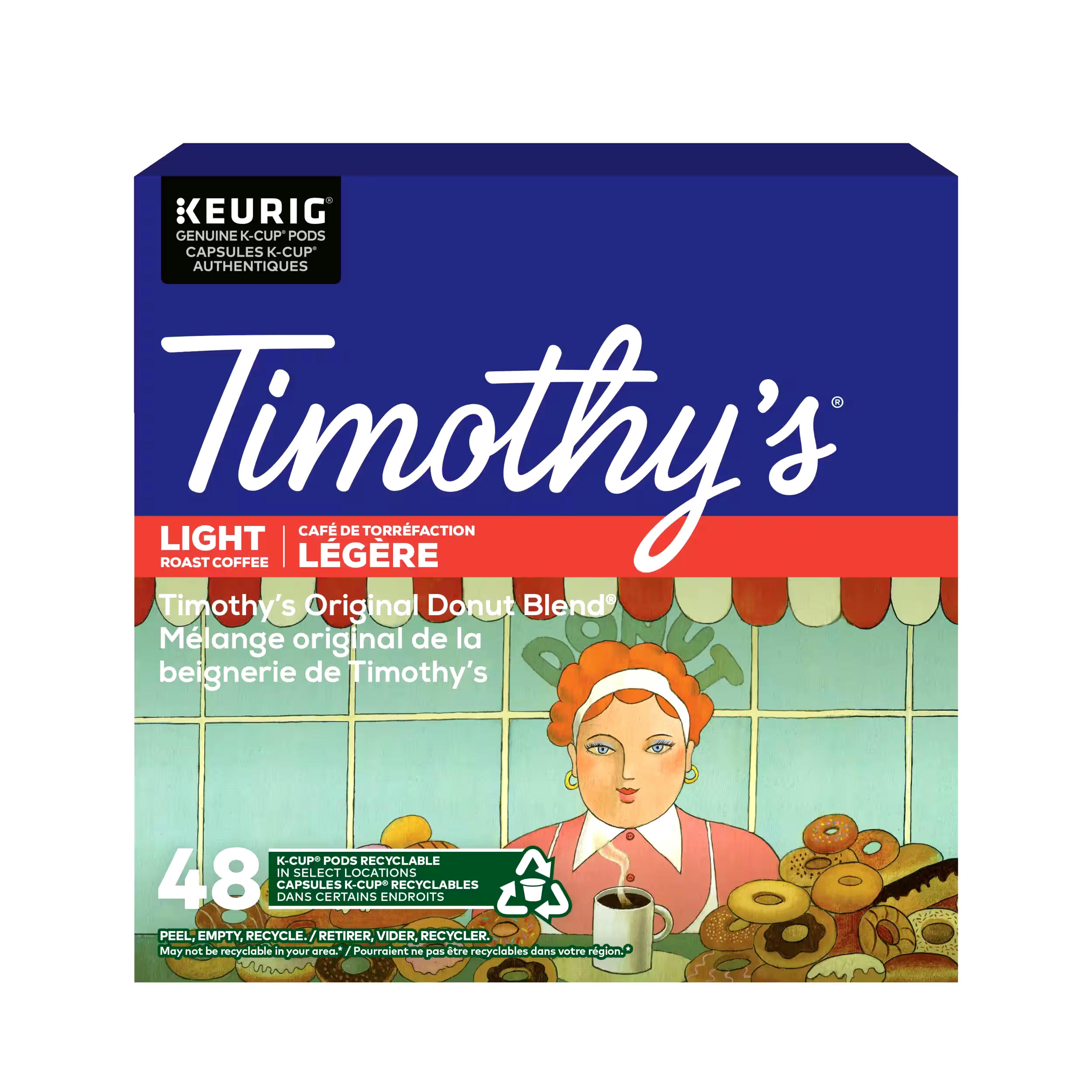 Keurig Timothy's Original Donut Blend Light Roast K-Cup® Coffee Pods, 432-g, 48-pk
