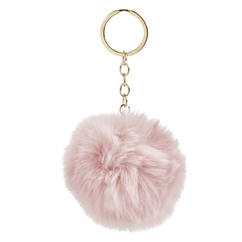 Porte-clé avec pompon doux et métal Ø8cm (3 modèles)