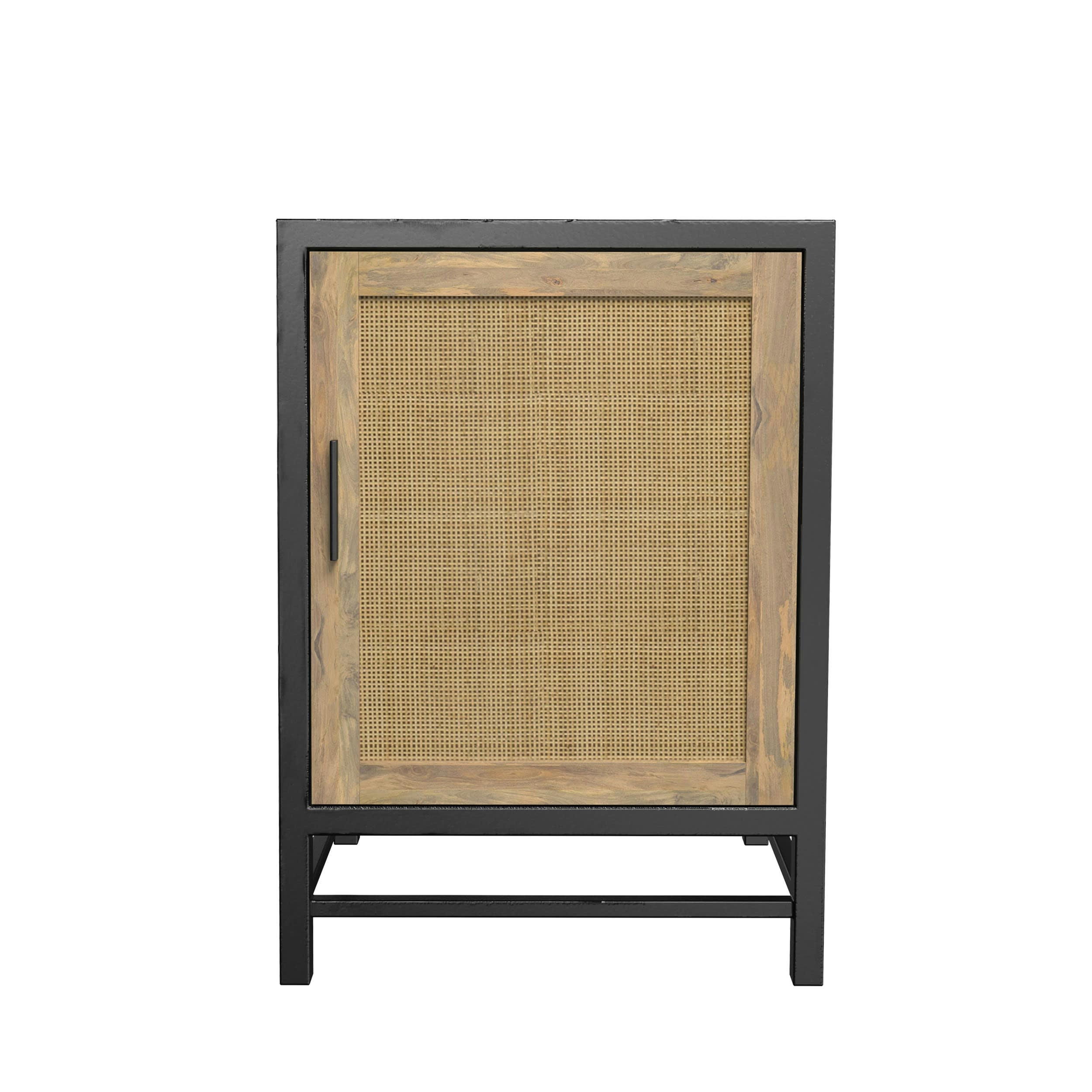 IRIS - Table de chevet en bois de manguier et cannage