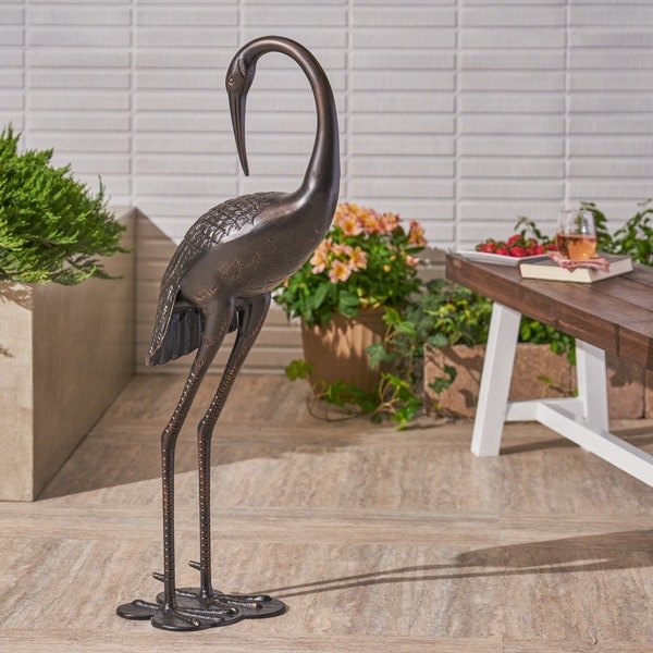 Scarlet Outdoor 39 Inch Cast Aluminum Crane Statue by Christopher Knight Home