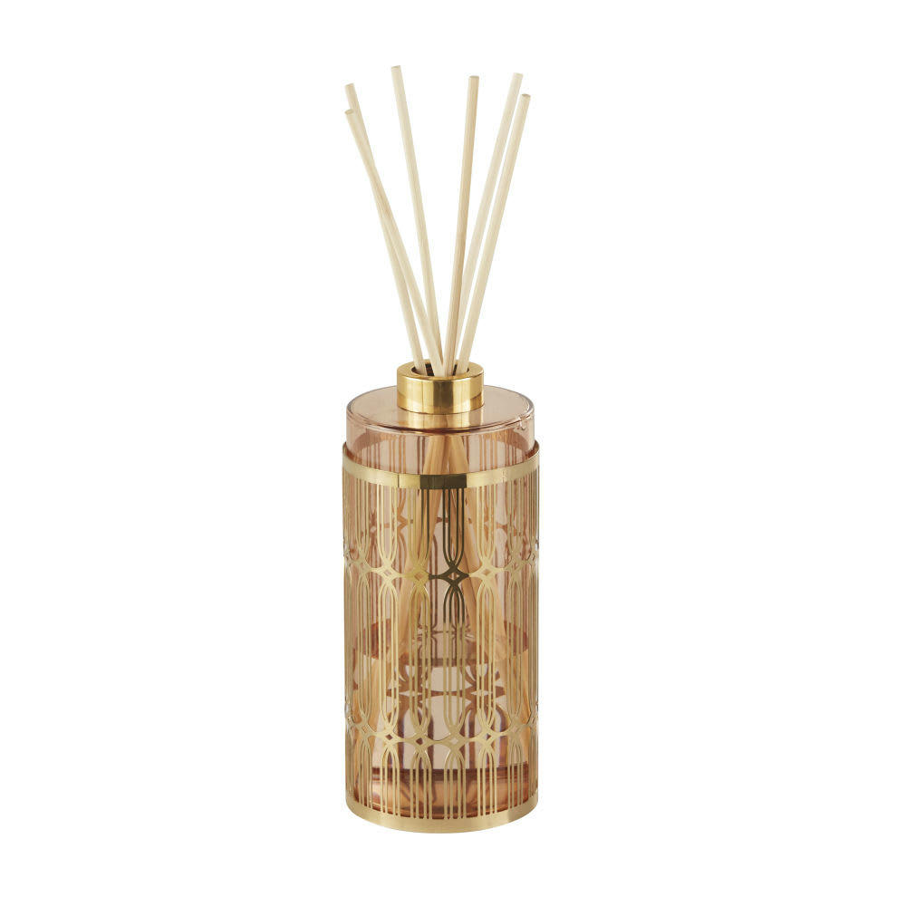 REMO - Diffuseur en verre gris et métal doré parfum Bois Précieux 1L
