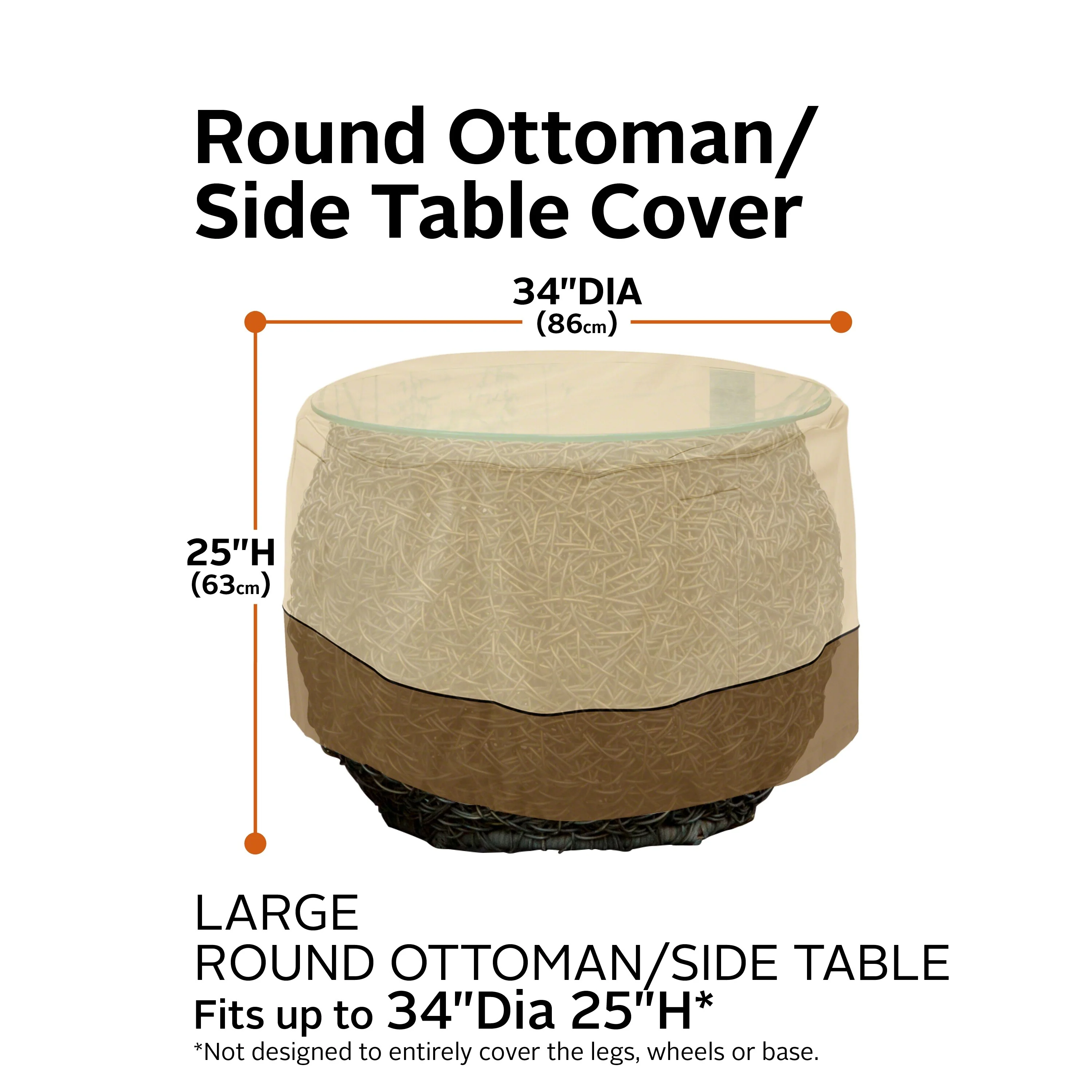 Classic Accessories Veranda Round Patio Ottoman/Coffee Table Cover - Durable and Water Resistant Outdoor Furniture Cover