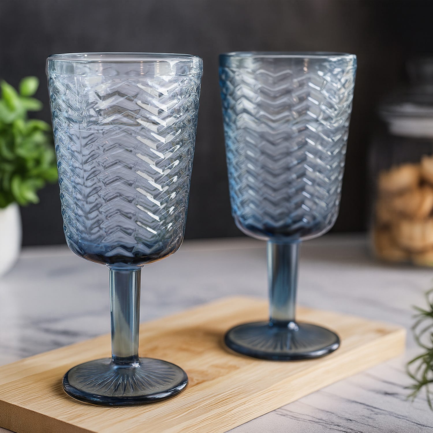 Set 2 calici acqua vetro blu Milo