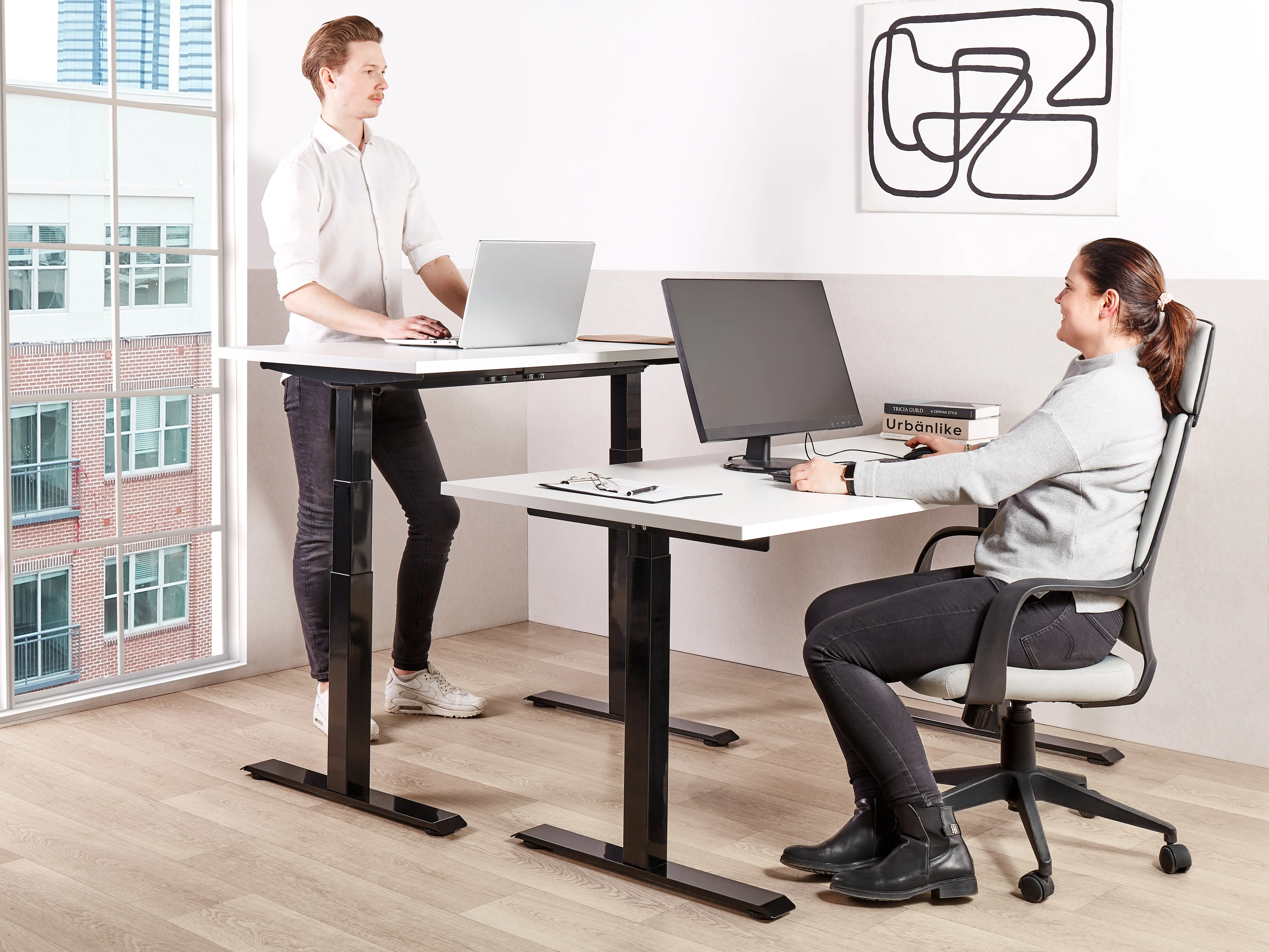 Electric Adjustable Standing Desk DESTINES White/ Black 180 cm 80 cm
