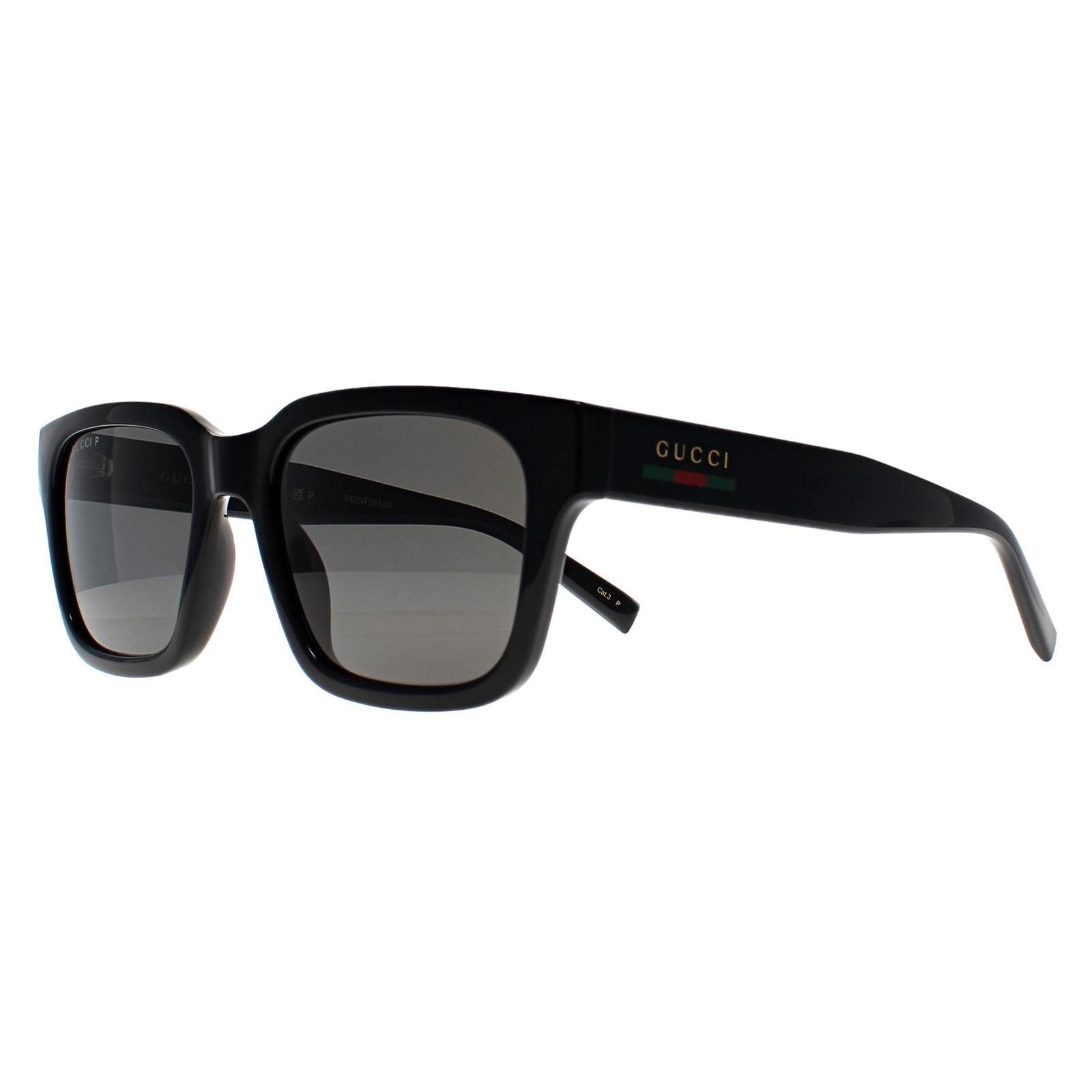 Gucci Square Shiny Black Grey Polarized GG1857S