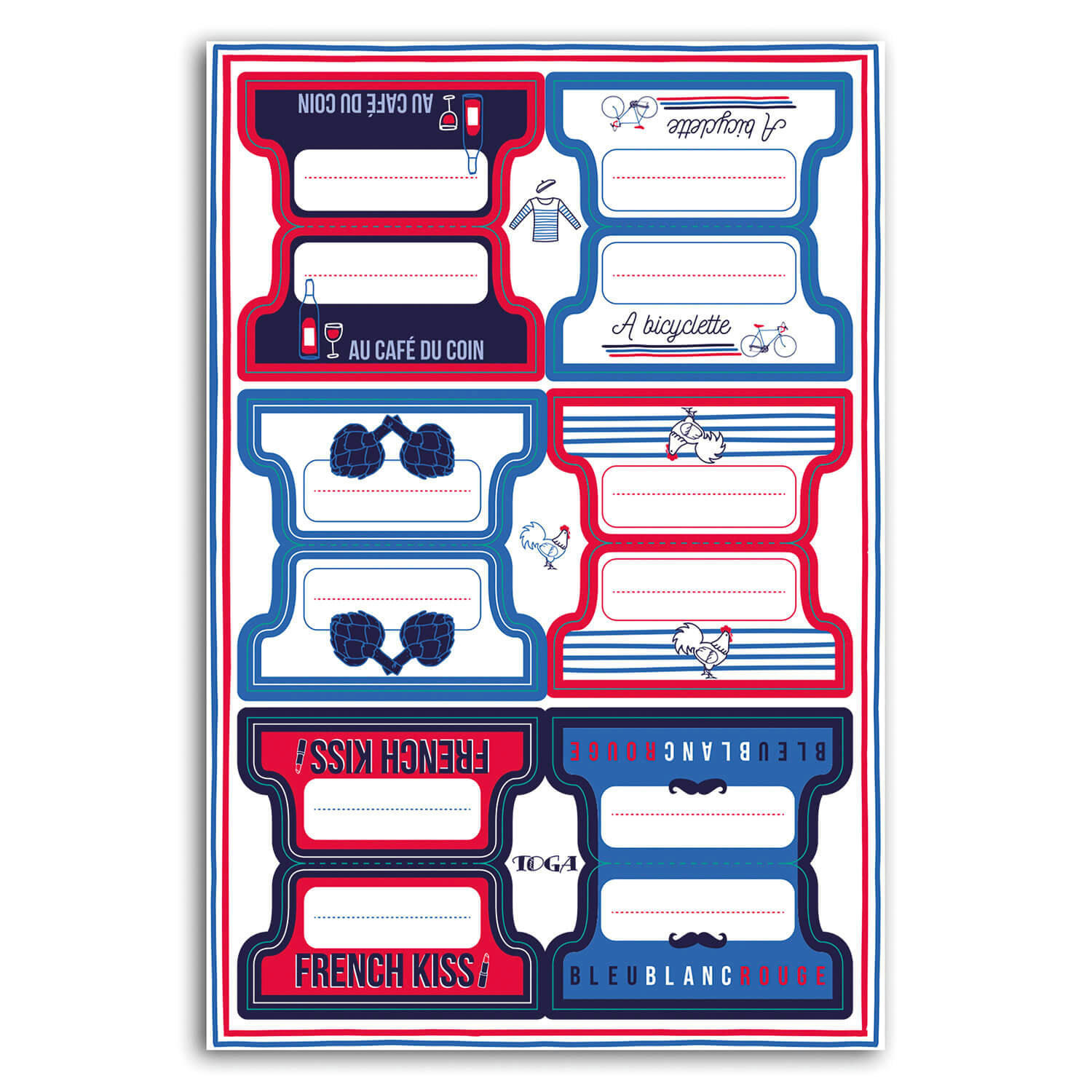 - Lot de 24 stickers onglets frenchy