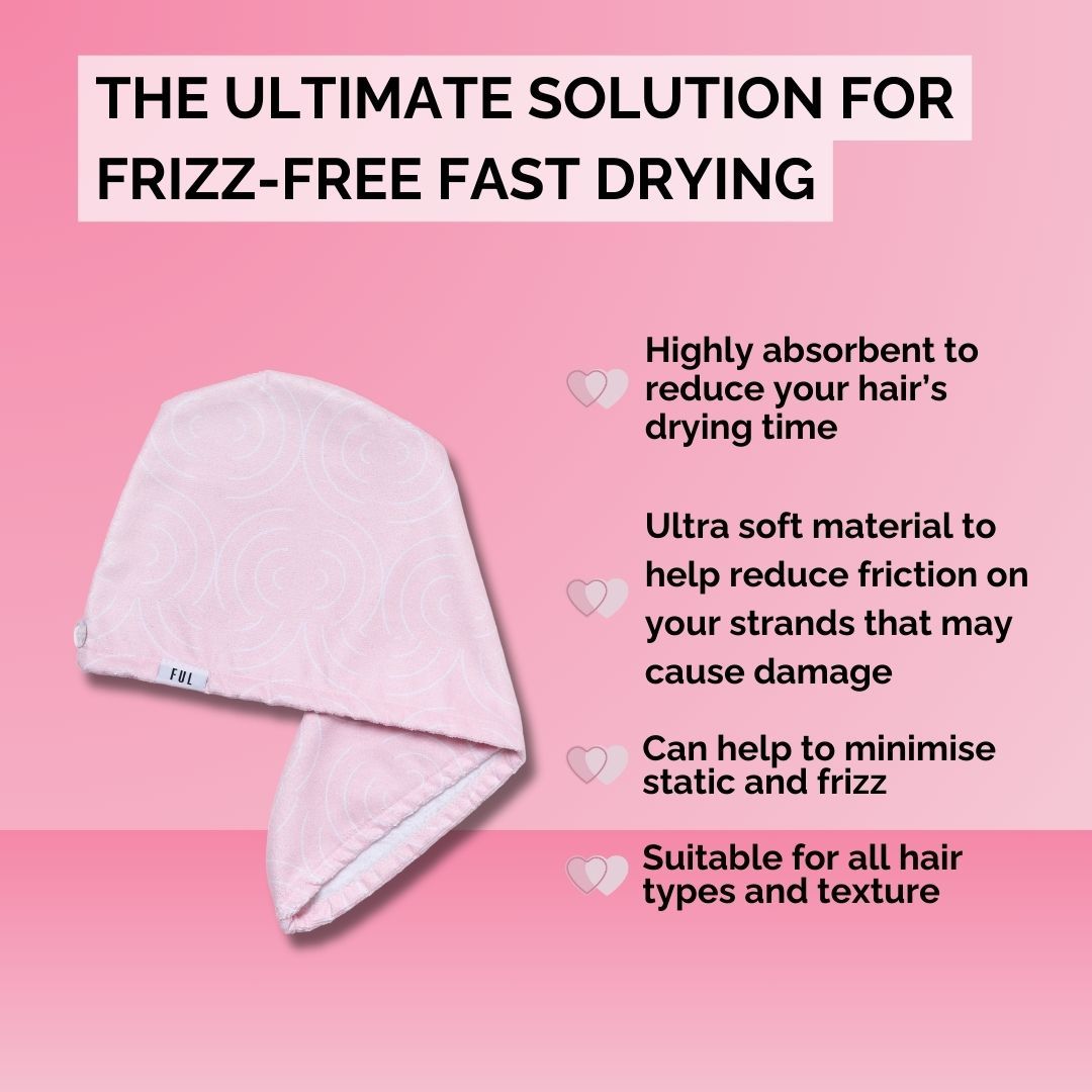 FUL FUL Microfibre Hair Towel Wrap – Super Absorbent Quick-Dry Turban for Wet Hair - Soft & Lightweight
