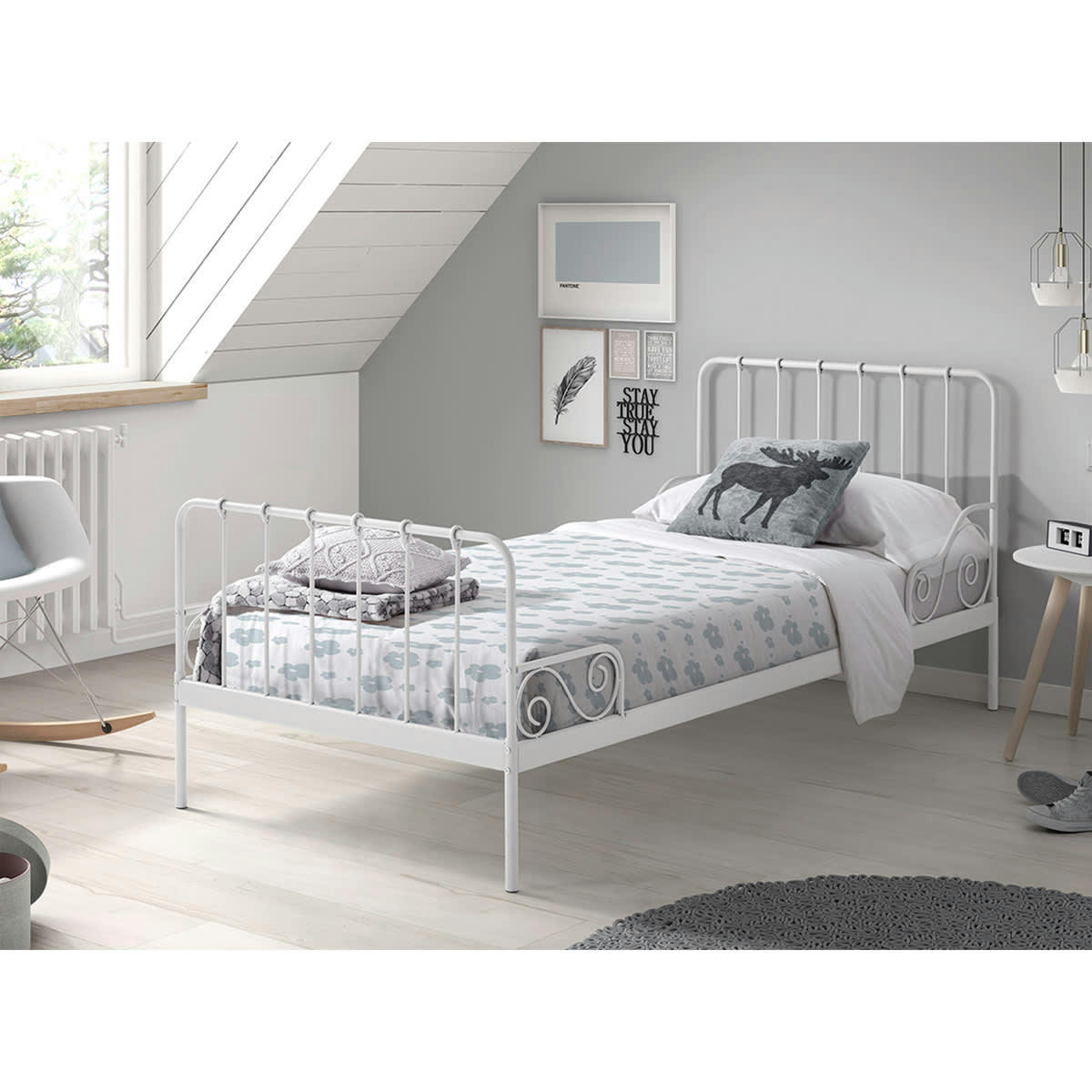 ALICE - Lit 90x200 sommier inclus blanc