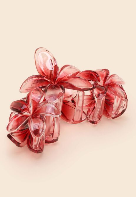Womens Pink Triple Flower Claw Hair Clip