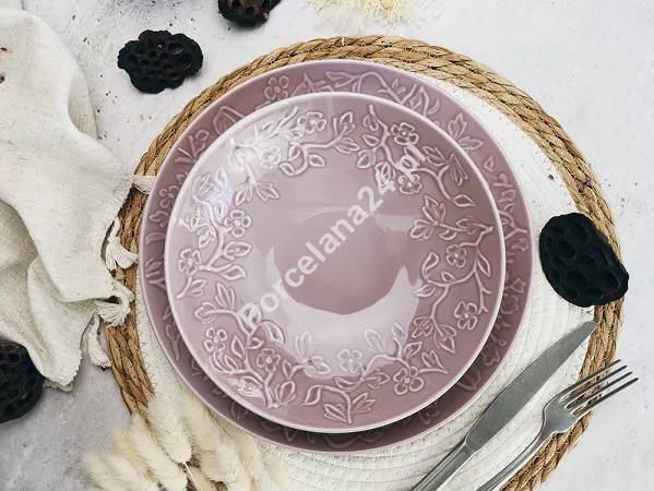 Komplet talerzy na 6 osób (18 el) Lubiana - Hanami Pudrowy Róż