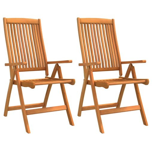 NNEVL Folding Garden Chairs 2 pcs Solid Wood Eucalyptus