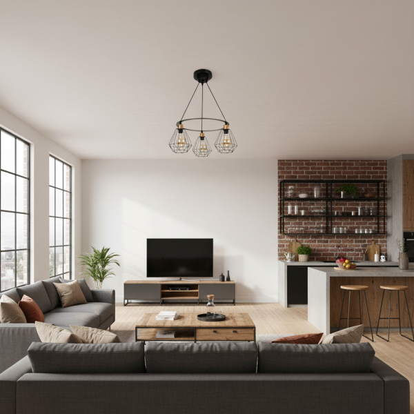 Lampa wisząca sufitowa żyrandol loft druciane klosze LED 3xE27 ITZA 14-362