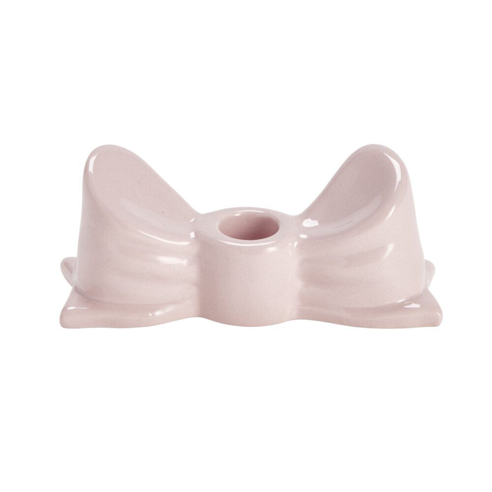 Bougeoir dolomite forme noeud coloré L14,5xH6cm (2 modèles rouge ou rose)