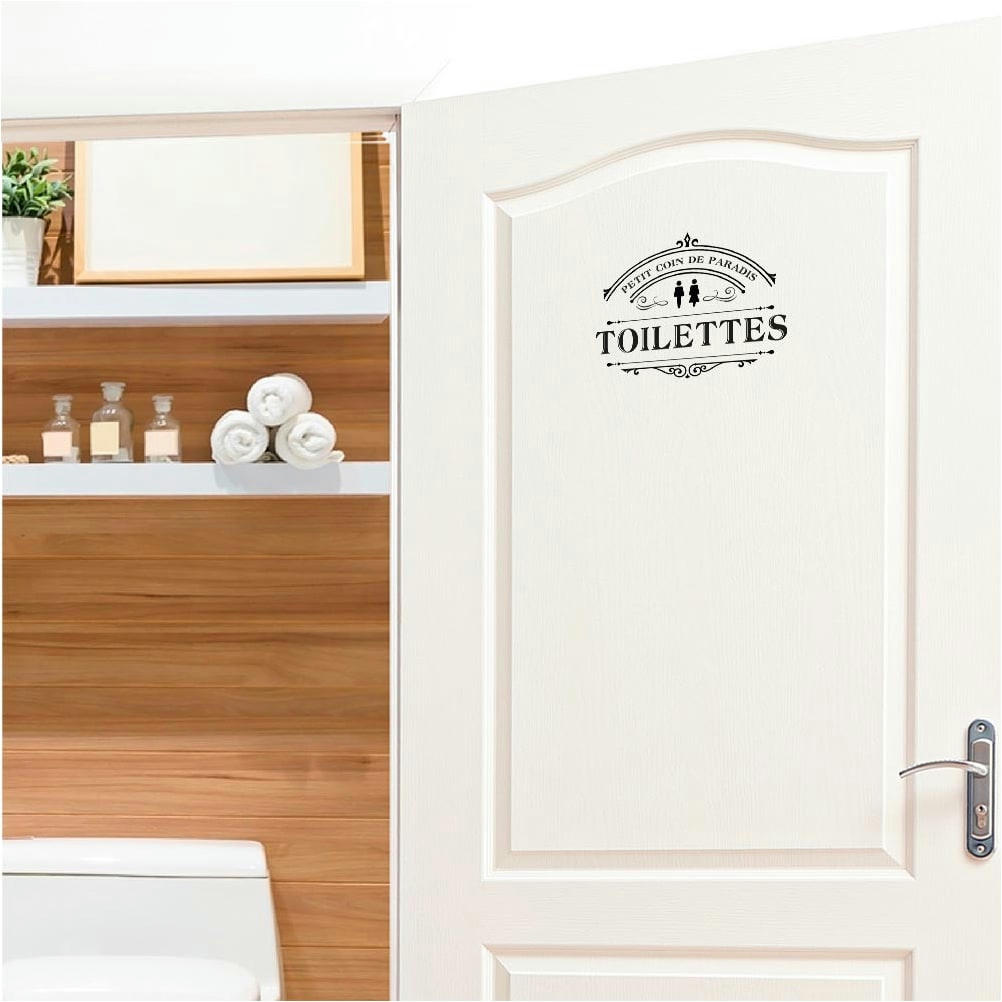 TOILETTES - Sticker décoratif de porte toilettes 18x15cm
