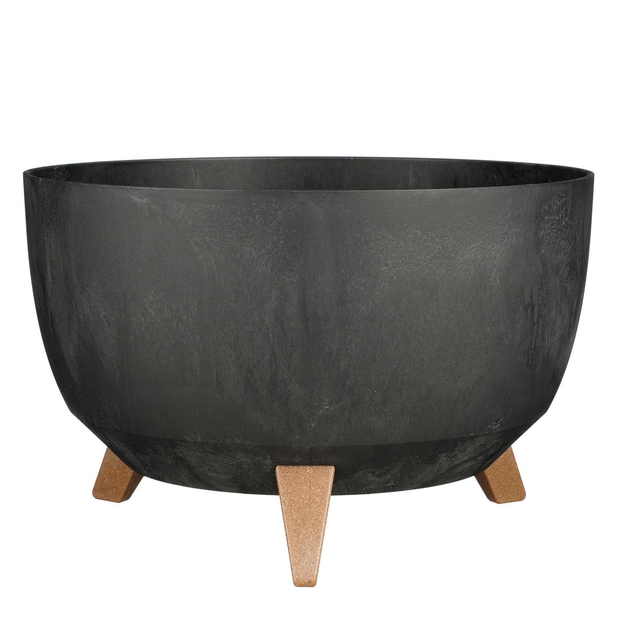 Mica Decorations Doppio Plantenbak op Poten - 20,5 x Ø40 cm - Plantenbakken voor Buiten - Bloembakken voor Balkon - Gerecycled Plastic - Zwart