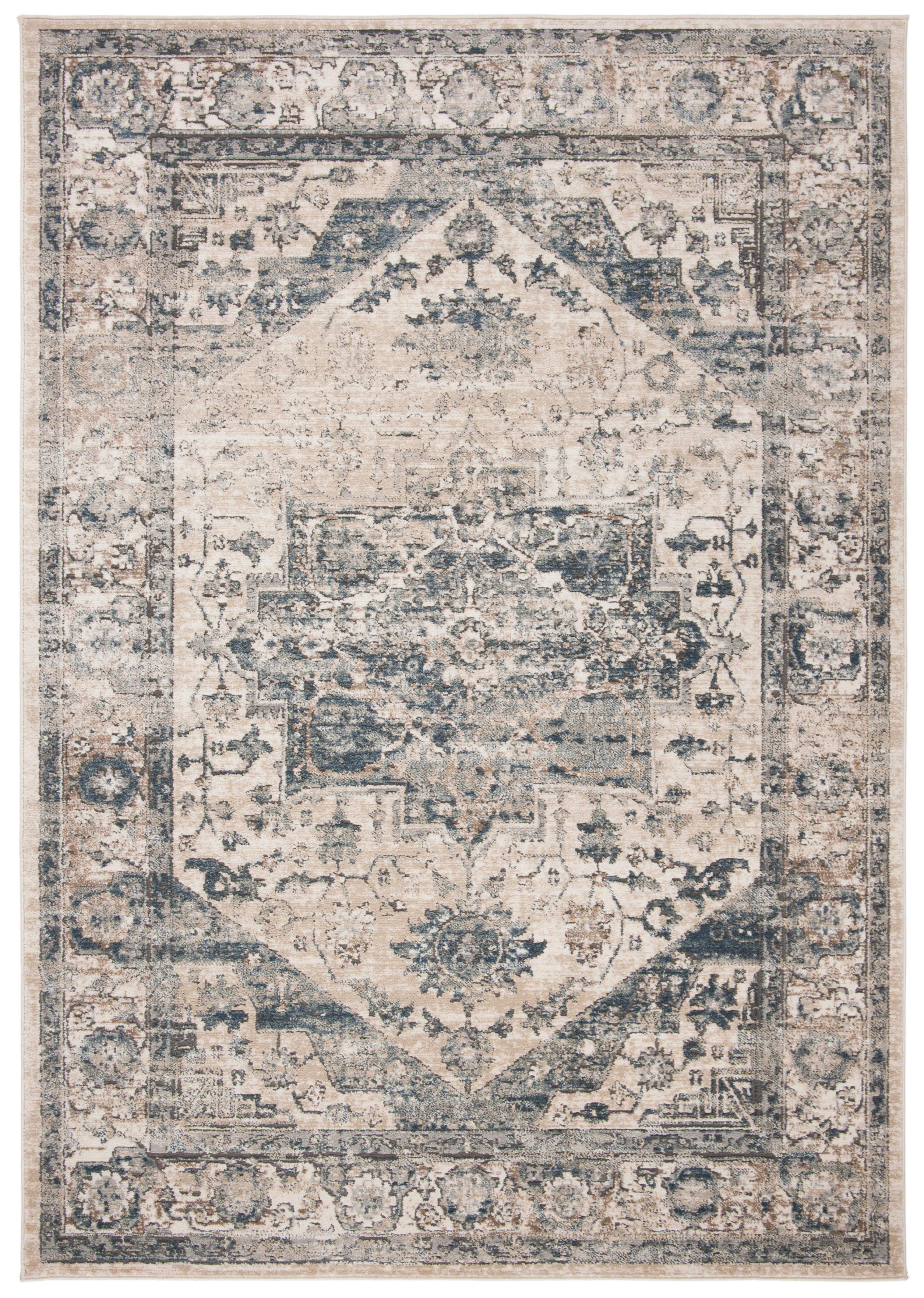 OREGON - Tapis de salon interieur en  ivoire & bleu, 155 x 229 cm