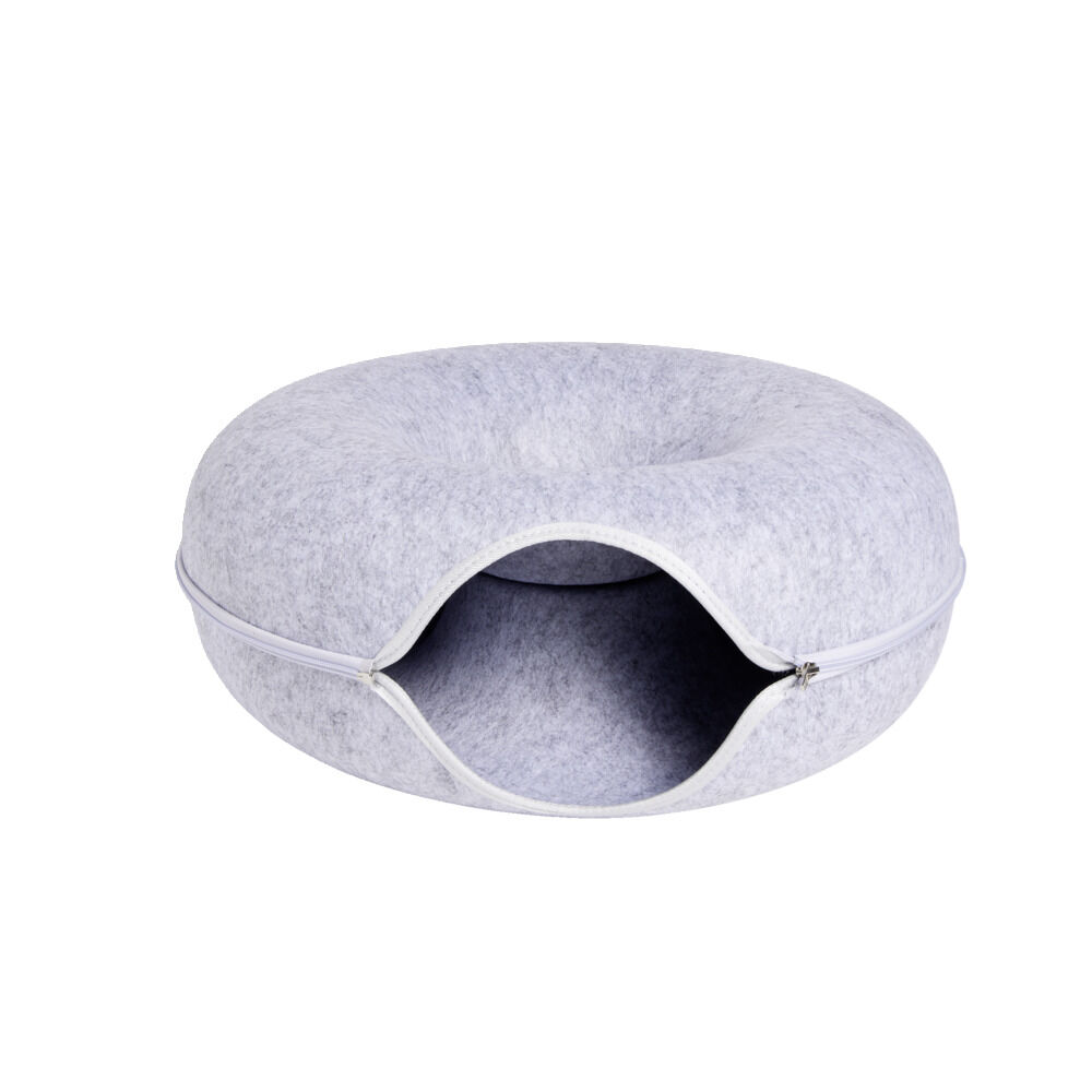 Tunnel pour chat en feutrine grise Ø50xH20cm