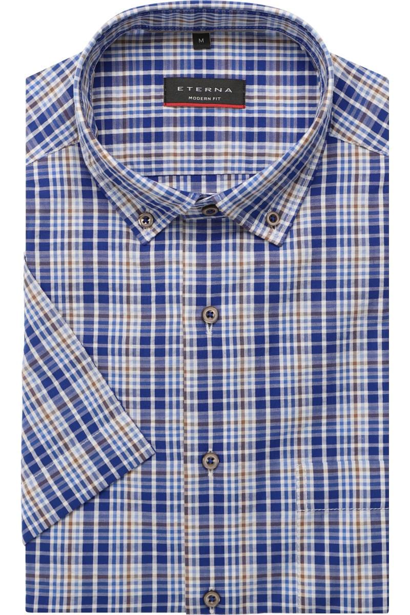 ETERNA Modern Fit Hemd Blau/Weiss/Beige, Kariert