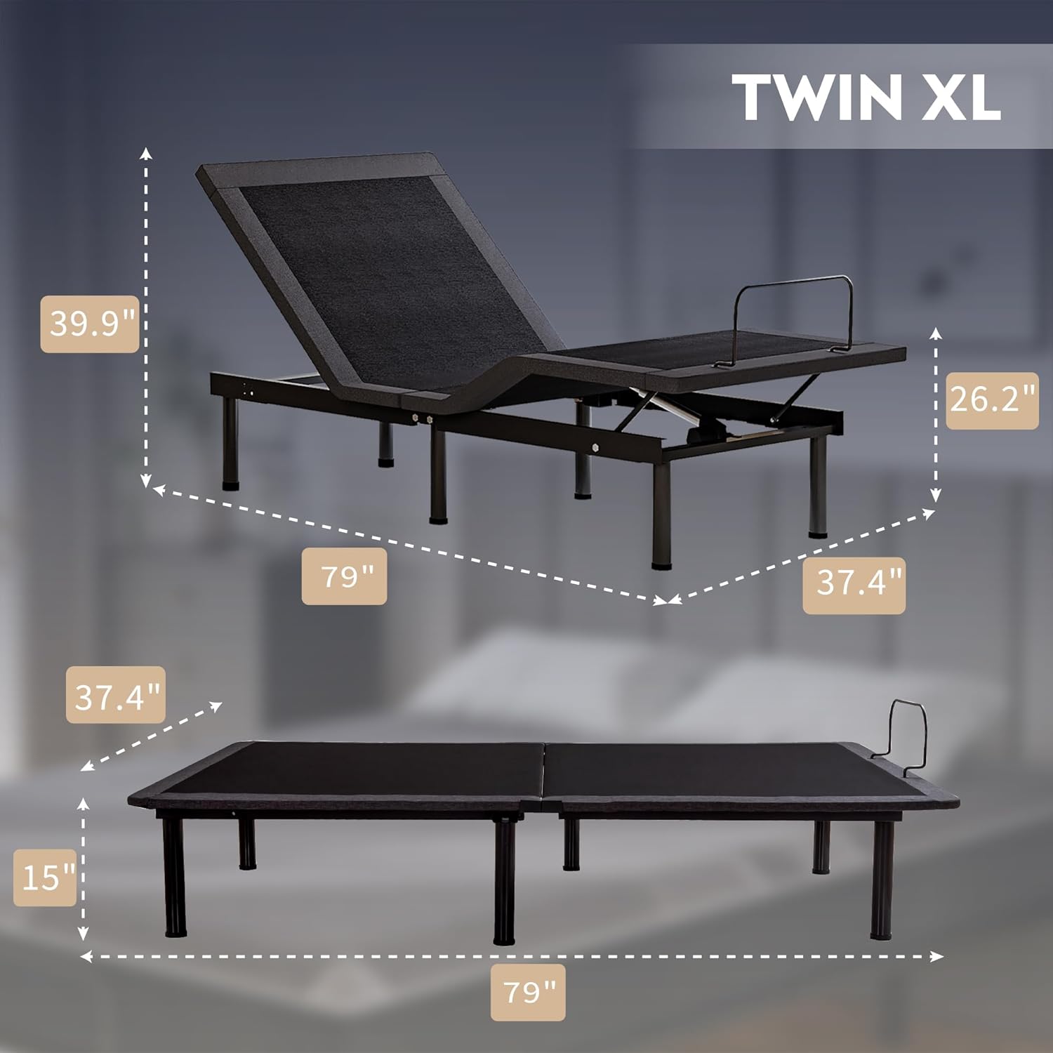 Dyonery Twin XL Adjustable Bed Base Frame with Wireless Remote + 12 Inch Twin XL Gel Memory Foam Mattress Bed in a Box, Head and Foot Incline, Zero Gravity, Fiberglass Free, 80 × 38