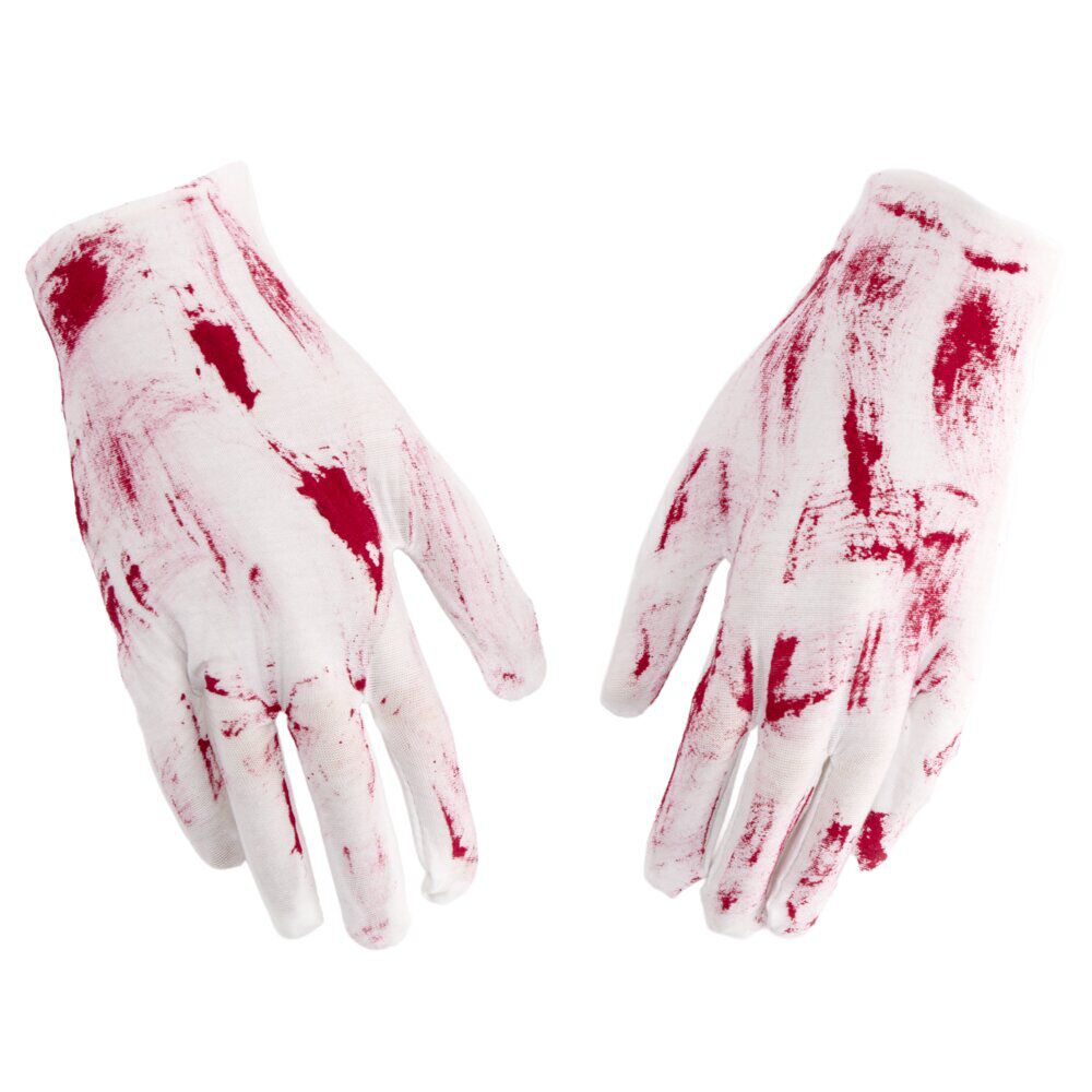Gant blanc tâche de sang x2 Halloween déguisement adulte L22cm