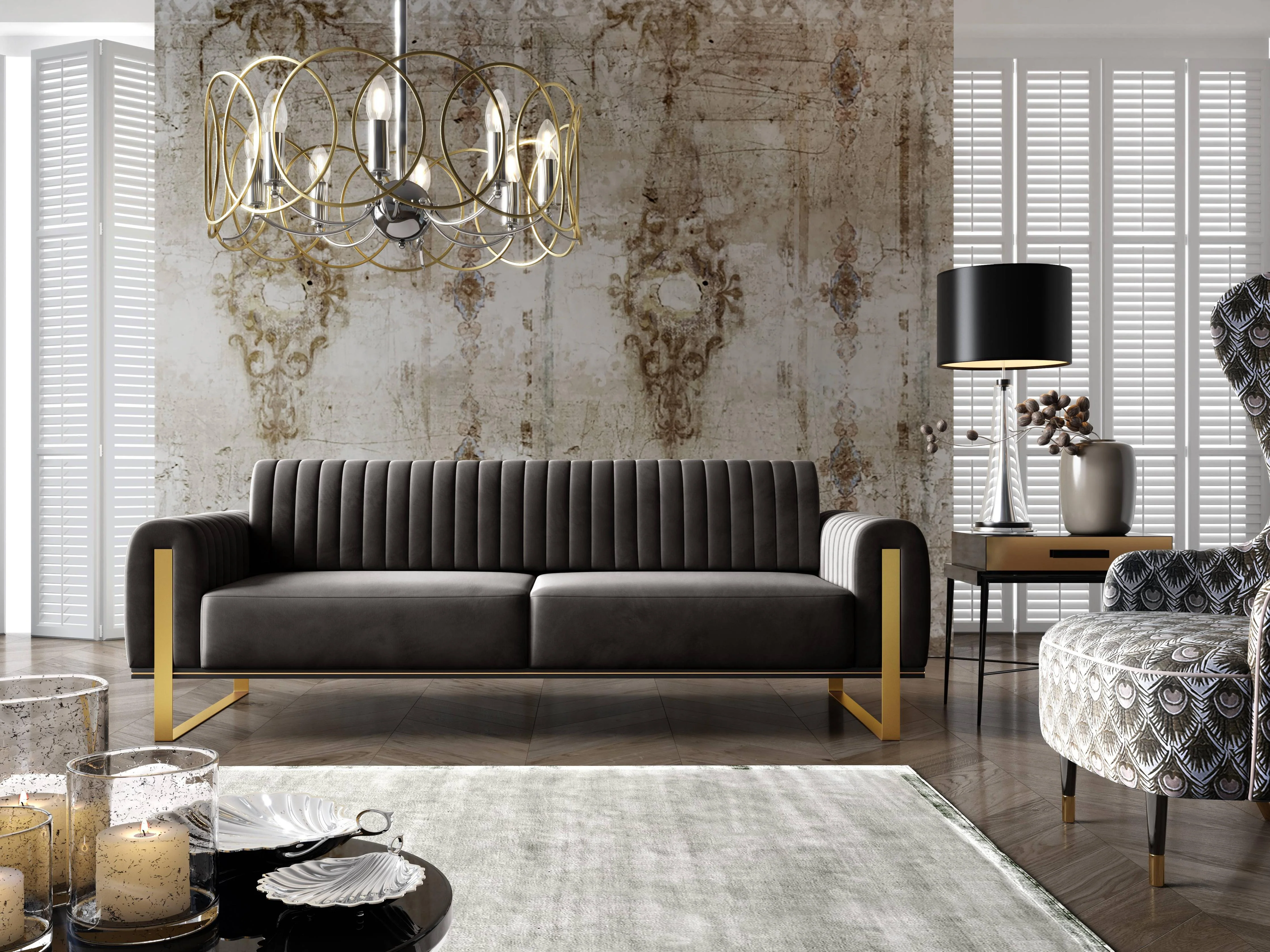 3-zitsbank Nouveau velvet