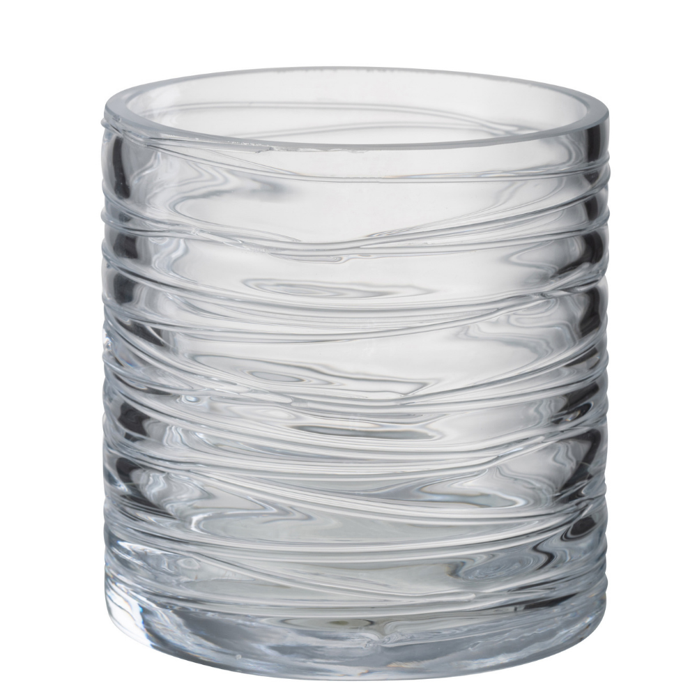 J-Line windlicht Strepen - glas - transparant - small