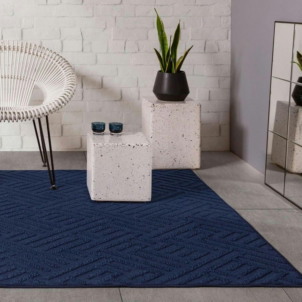 EZE - Tapis intérieur extérieur en Polypropylène Bleu marine 120x170 cm