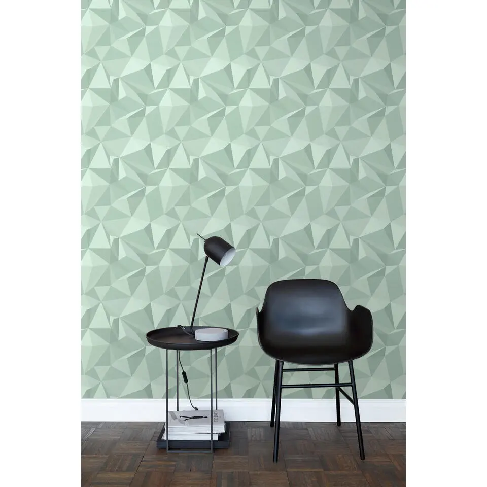 Sanders & Sanders behang grafisch 3D motief mintgroen - 50 x 900 cm